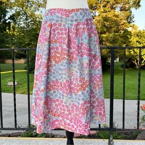 Pendleton Pink Floral Cotton Silk Midi Skirt Womens Size 6